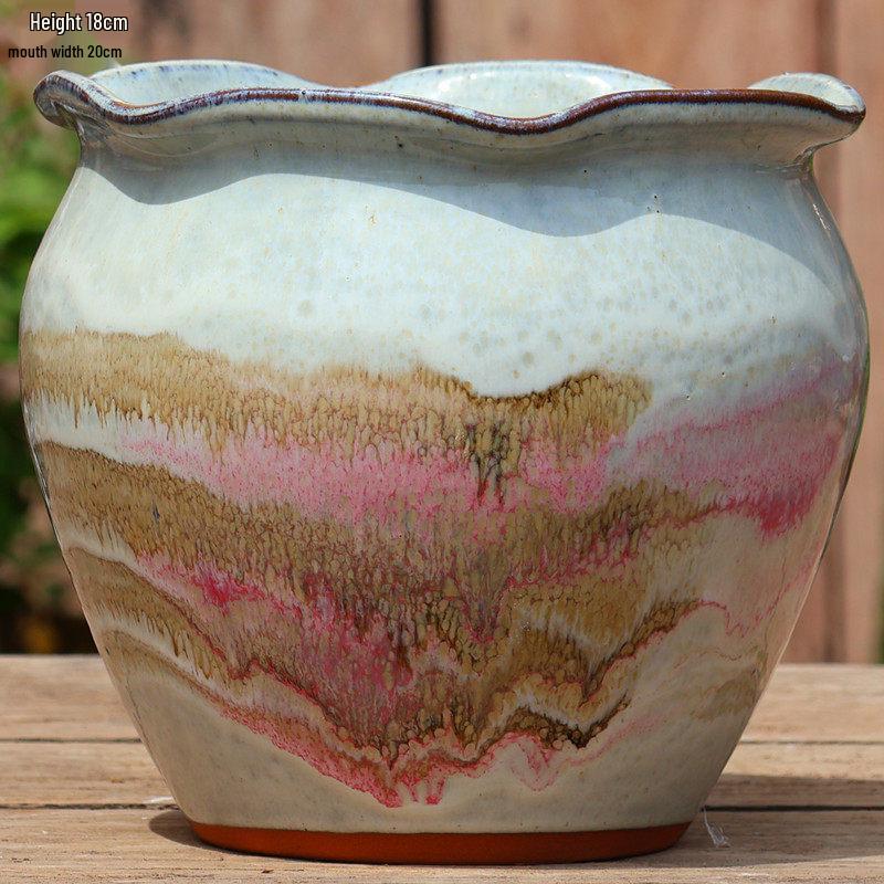 Handmade Coarse Pottery Tall Flower Pot for Succulents and Green Plants – Breathable Ceramic Jar for Bird of Paradise & Bougainvillea