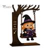 Spooky Halloween Party Supplies Funny Swing Ornament, Witch/Skeleton/Mummy/Pumpkin Ghost Sitting on Indoor Outdoor Decorations Reading Book
