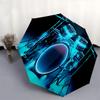 Neon Drum Kit, Futuristic Lighting Themed Automatic Opening and Closing Umbrella, Brightly Colored 8-rib Portable Umbrella, Suitable for Men