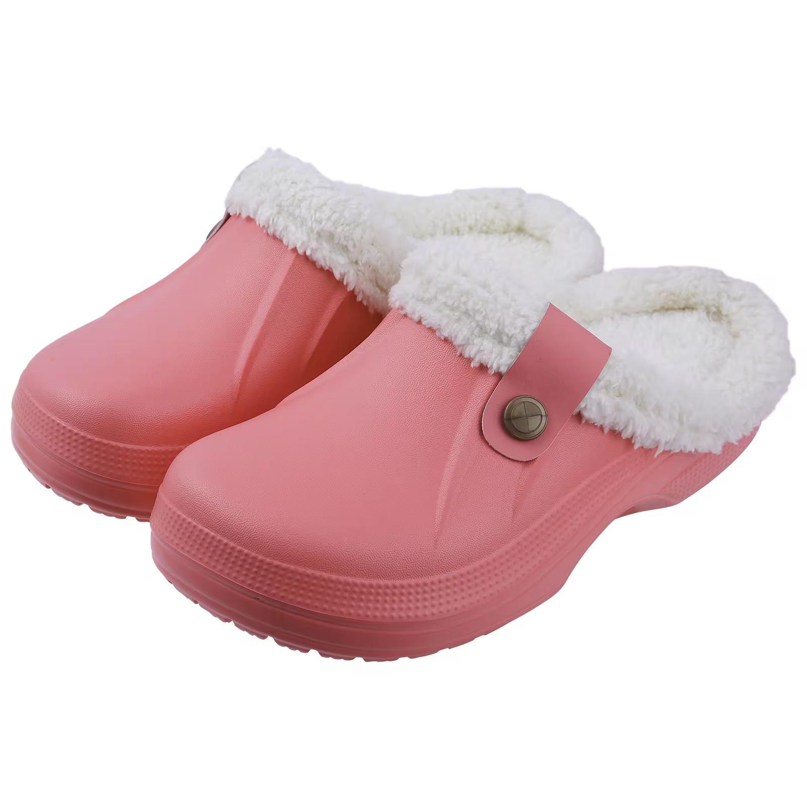 

Fashion Crestar Women and Men Fur Lined Clogs Memory Foam Warm Fuzzy Slippers New Winter Waterproof Indoor Outdoor Comfortable Slippers 35-36 рожевий