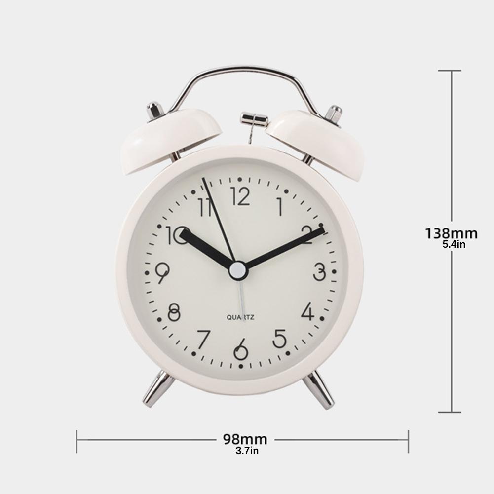 Mini 3.8 Inch Extra-Loud Alarm Clock For Deep Sleeper Soft Night Light Wake Up Twin-Bell Table Clock For Perfect Students