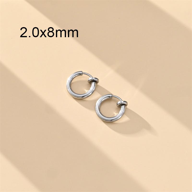 1 Pair Round Spring Ear Clip Earrings For Men/Women Stainless Steel Non-Pierced Painless Fake Earrings Classic Popular Jewelry