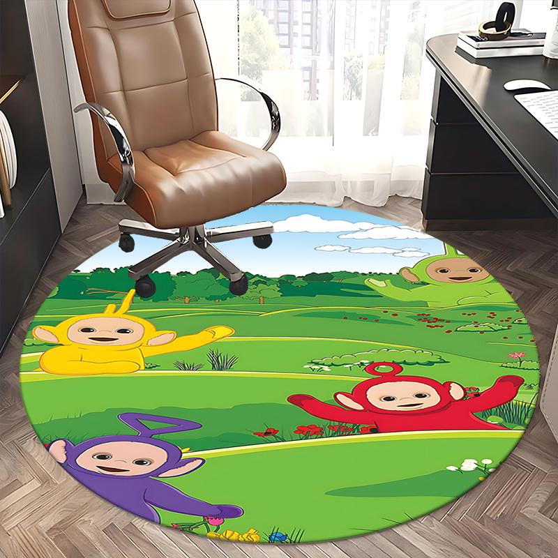 Teletubbies Chair Mat Round Carpet - Home Decor , Office Rug , Suitable for Bedroom , Living Room , Various Rooms0351b