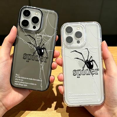 Black Doodle Spider Phone Case For Iphone 17 Air 16 15 14 Pro 13 12 11 Pro Max 16 Plus Shockproof Silicone Cover