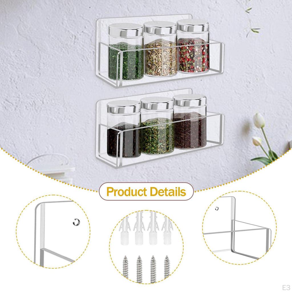 2 Pieces Holder Organizers Storage Racks Space Saving Versatile Acrylic Shelf Wall Mounted for