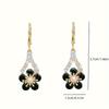 Elegant Green Cubic Zirconia Flower Dangle Earrings, Fashion Alloy Jewelry for Women, Synthetic Zirconia, No Plating, Perfect for Parties & Gifts
