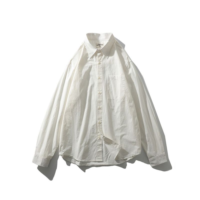 Japanese Retro Pure Cotton Couple s Fresh Shirt Men s Long-Sleeve Spring and Summer Thin Jacket Foreign Trade Men s Casual Shirt White 2XL