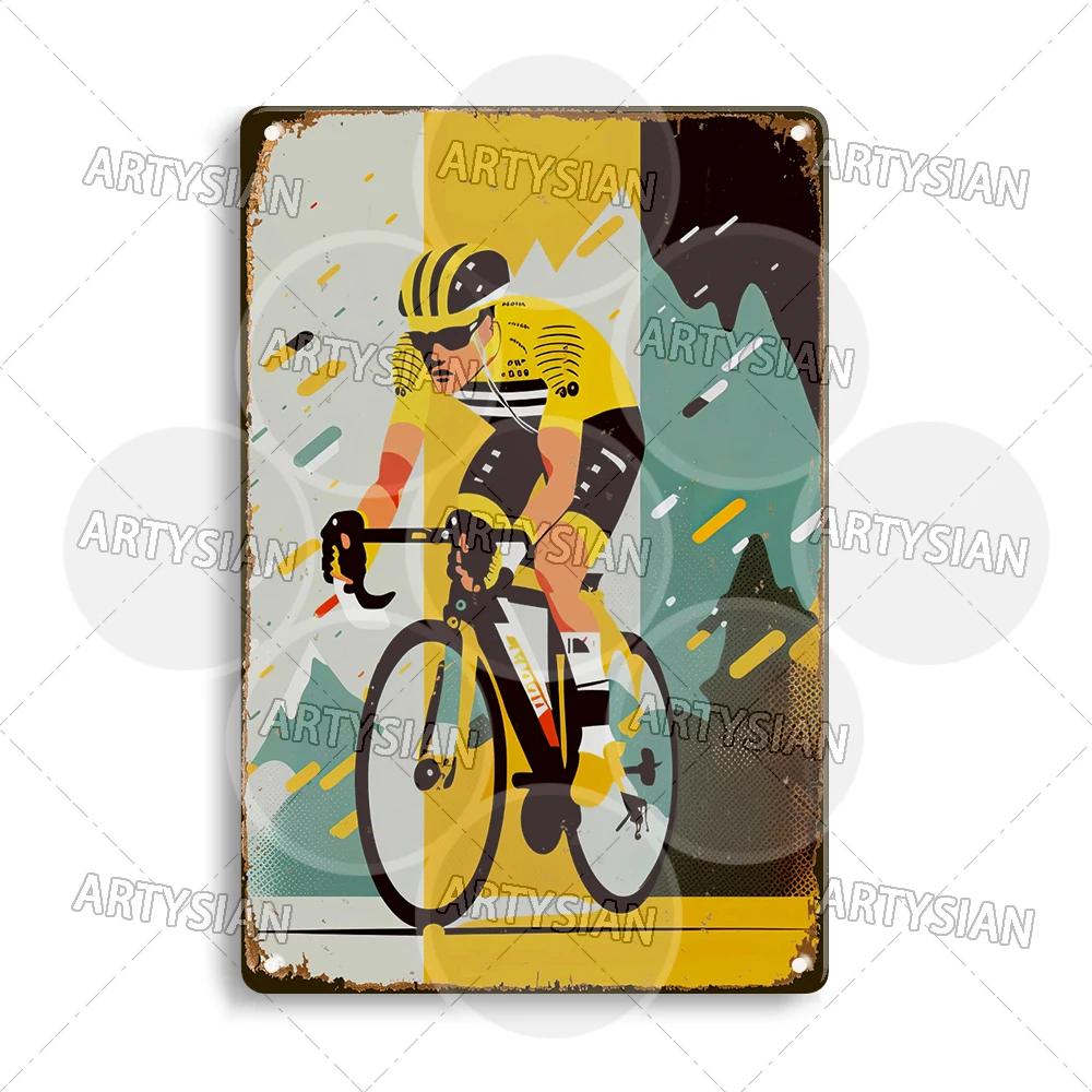 Tour de France Cycling Metal Sign Alpe d’Huez Mont Ventoux Le Jura Auvergne Mont Blanc Champs-Élysées Col du Tourmalet NICE