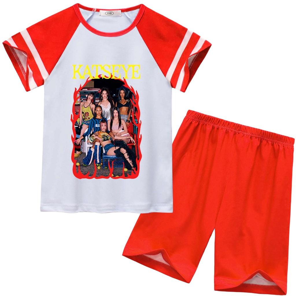 92638 Kids Girls KATSEYE Print Short Sleeves Top Pants Pajamas Sleepwear Sets