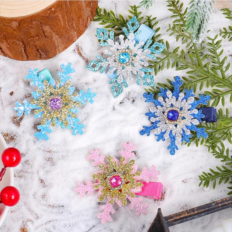Snowflake Barrettes Studded Christmas Glitter Elegant Snowflake Hair Clip Christmas for Women, Snowflake