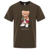 Strong Boxer Teddy Bear Never Give Up Print Funny T-Shirt Men Cotton Casual Short Sleeves Loose Oversize S-XXXL Tee Clothing