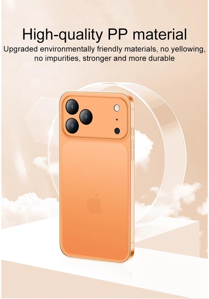Ultra tenké 0,3mm matné průhledné tvrdé PP pouzdro pro iPhone 17 pro Max Oranžové průhledné měkké kryt Kompatibilní s iPhone Air