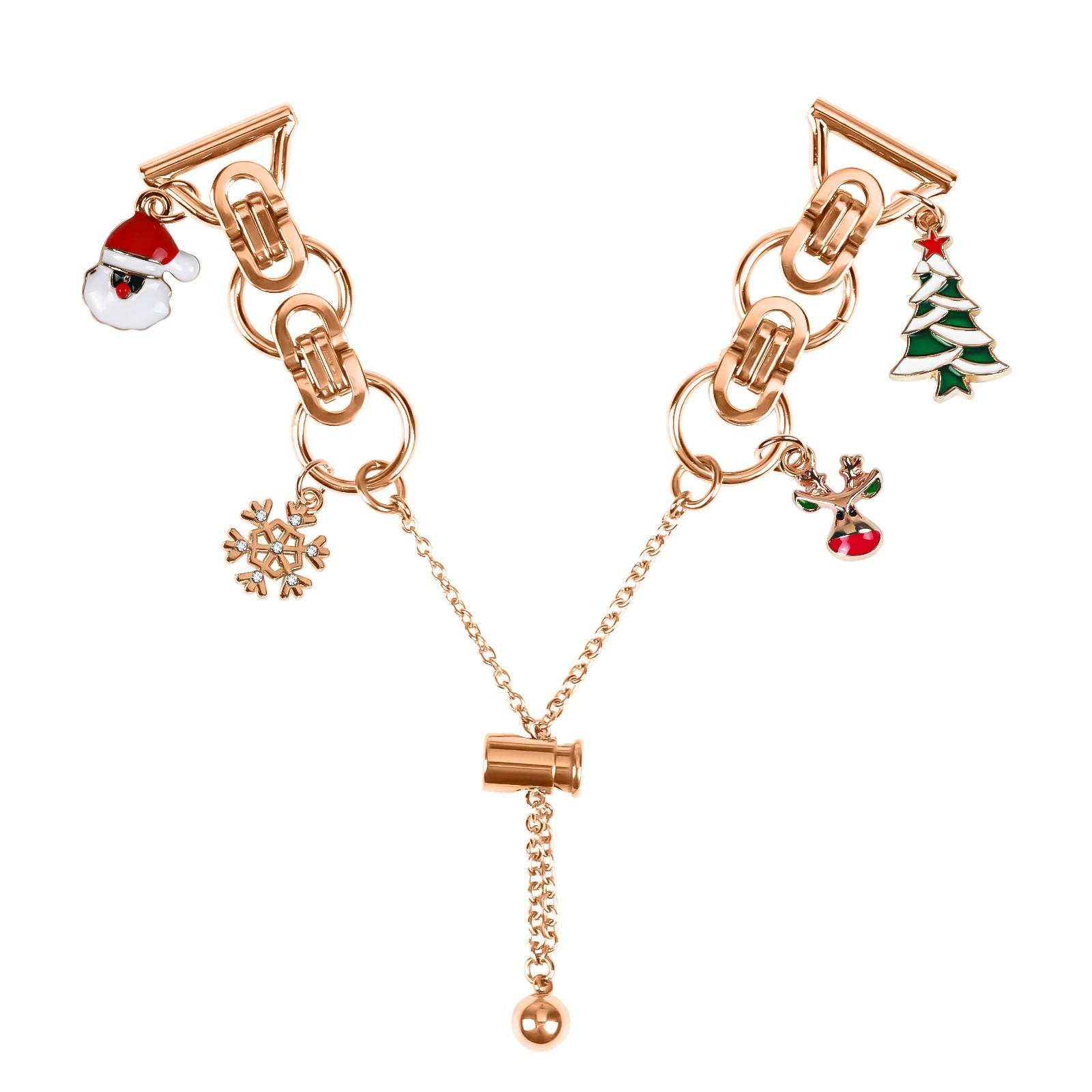 

For Garmin Fenix 5S/5S Plus Electroplated Metal Alloy Band Single Loop Chain Bracelet Strap Rose Gold/Xmas