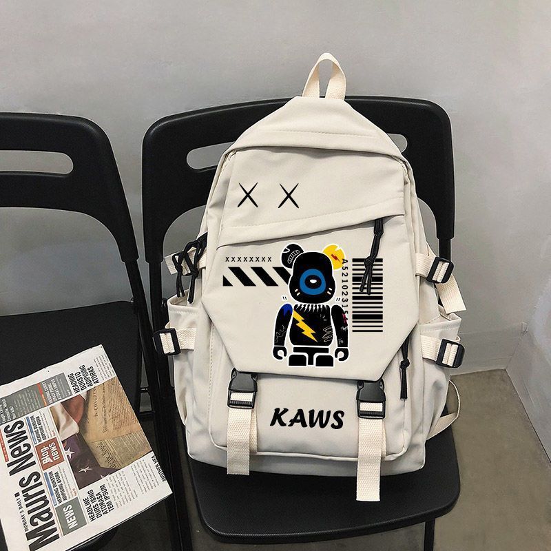 Violent Bear Building Block Bear Kaws Backpack Middle School Student Schoolbag Large Capacity Computer Bag Niche Bag Trendy Cool
