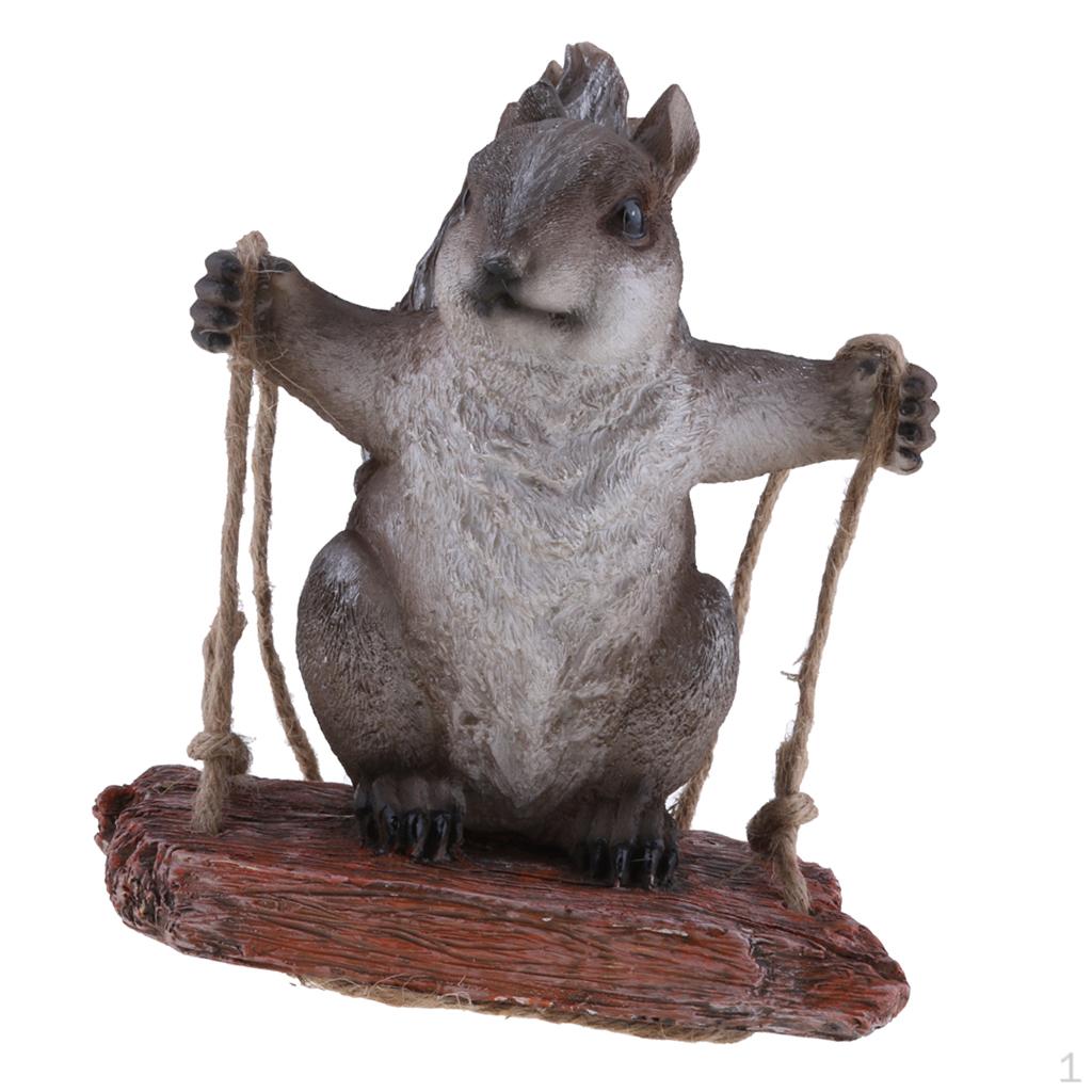 Animal Sculptures Figurine home and garden Statues Birthday Gift Grey Squirrel