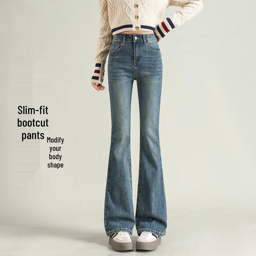 Jeans Flare Feminino 2026 de Cintura Alta Slim Fit - Azul Retrô, Estilo Versátil para Primavera e Outono