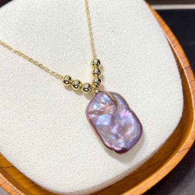 Danshui Baroque Alien Pearl Illusion Pearl Pendant Pink Purple Simple Necklace
