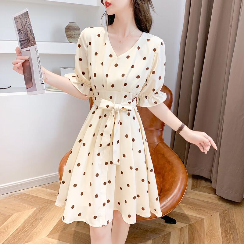 Mokana Polka Dot Chiffon Short Sleeve Dress