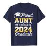 Proud Mom of A Class of 2024 Graduate Mother Senior Family T-Shirt Funny Dad Aunt Uncle Grandma Grandpa Sister Brother Tee Tops