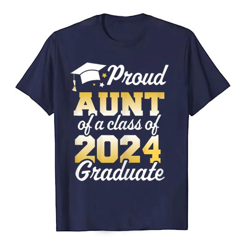 Proud Mom of A Class of 2024 Graduate Mother Senior Family T-Shirt Funny Dad Aunt Uncle Grandma Grandpa Sister Brother Tee Tops