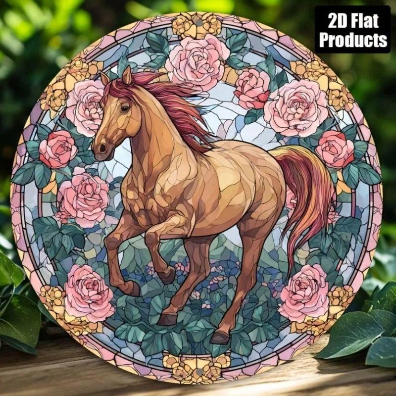 

Metal Wall Art Running Horse 8x8 Inch Aluminum Poster for Bar Cafe Home Office