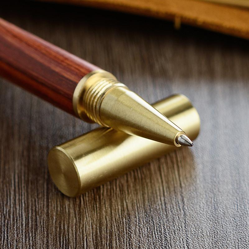 0,5mm Dřevěné Měděné Kovové Gelové Pero High-end Business Kancelář Podpis Černé Inkoustové Pero Školní Papírnictví Dárek