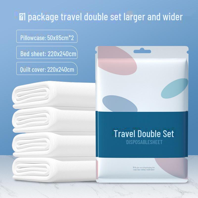 

Портативный дорожный комплект из 4-х предметов: Одноразовые простыни, пододеяльники и наволочки для отелей и гостевых домов Single Set (3 pieces)