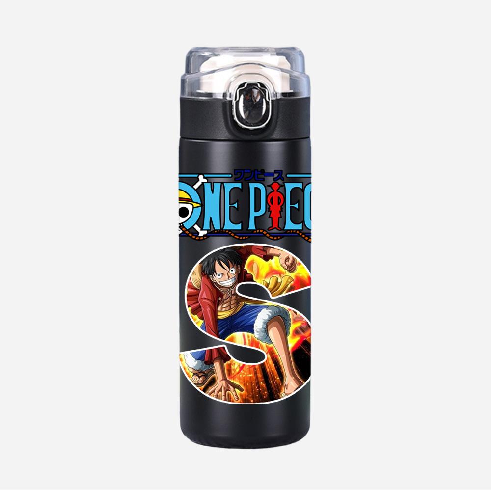 Anime Cartoon Printed Black Thermos Cup Portable Stainless Steel 400Ml Water Bottle Leak Proof Camping Water Cup Gift