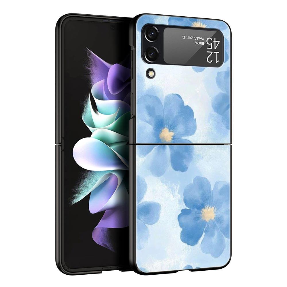 Phone Case for Samsung Galaxy Z Flip 3 4 5 6 7 Folding Shell For Samsung Z Flip4 Flip5 PC Hard Cover Soft Pale Little Flower