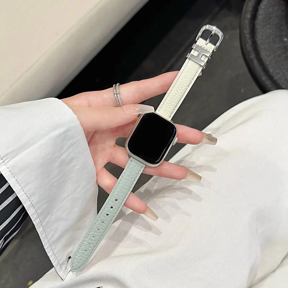 

Красивая кожаная ремешок для Apple Watch Серии S10/8/7/6/3/4/5/9 41мм 38мм 42мм 44мм 40мм 45мм 46мм 38mm40mm41mm 42mmS10 синий