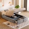 140*200cm Upholstered Bed, Platform Bed, Upholstered Bed Without Headboard, with Hydraulic Storage and 2 Drawers, Grey