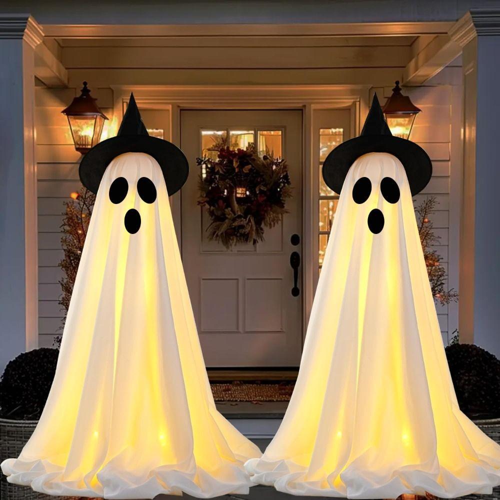 Funny Lighted Spooky Ghost Decor Scary Standing Ghost Light Halloween Ghost Ornaments  Garden Yard