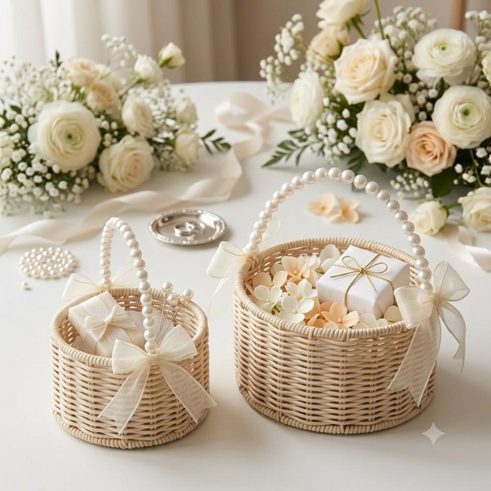 Natural-Looking Woven Flower Basket Artificial Flower Arrangement Basket Storage Basket  Photo Prop