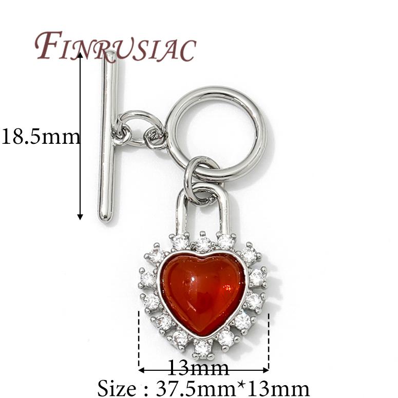 

18K Gold Plated Red Stone with Zircon Toggle Clasps Accessories For Bracelets,Connectors For Jewelry OT Clasps Findings 1 piece