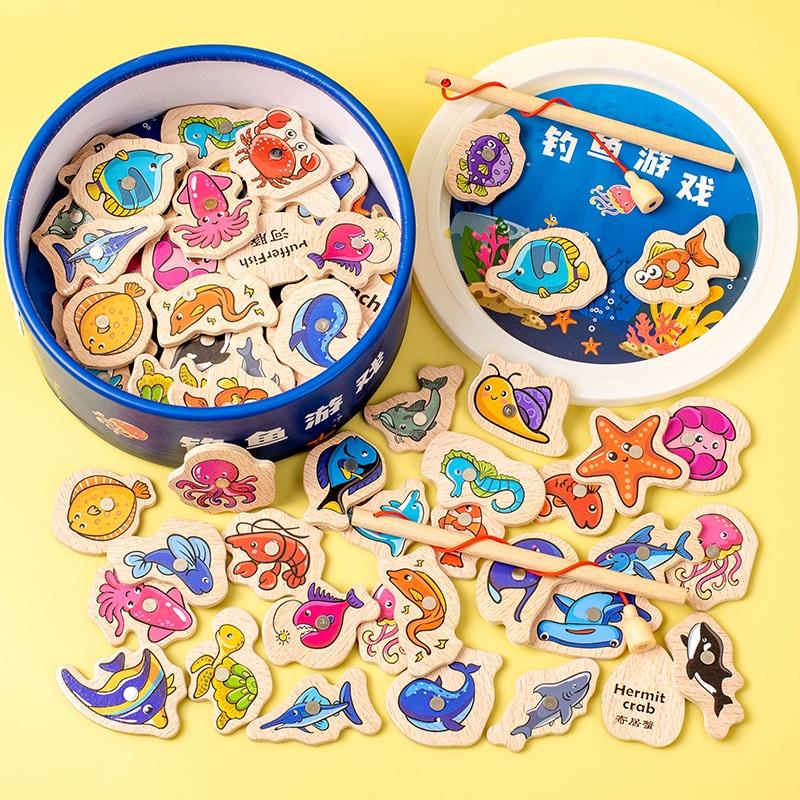 High-quality Wooden Magnetic Fishing Toy For Kids Ocean Animal Cognition And Educational Toy For Parent-child Interaction