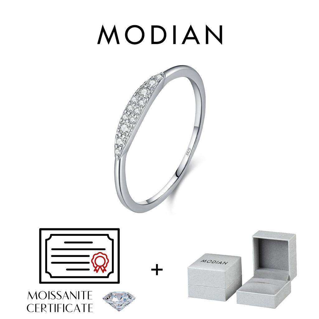 MODIAN D Moissanite Rings 925 Silver Classic Geometric Stackable Lab Diamond Finger Ring For Women Fine Jewelry