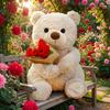 Neuer Bestseller Teddybär mit Rosen Plüschtier Weicher Bär Stoffpuppe Romantisches Geschenk für Liebhaber Heimdekoration Mädchen Geburtstagsgeschenk