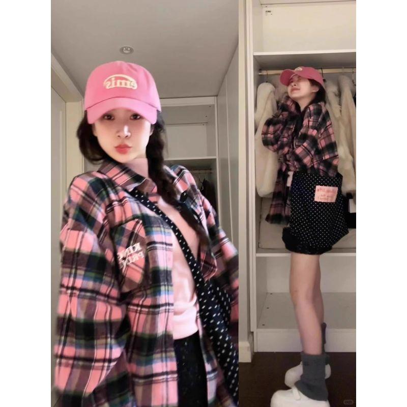 

Американский Ретро Ранняя Весна Рубашка в Клетку Женская Весна Осень Верхняя Одежда Стильная Милая Крутая Фантазийная Рубашка Кардиган Тонкая Верхняя Одежда Pink Quality Edition M