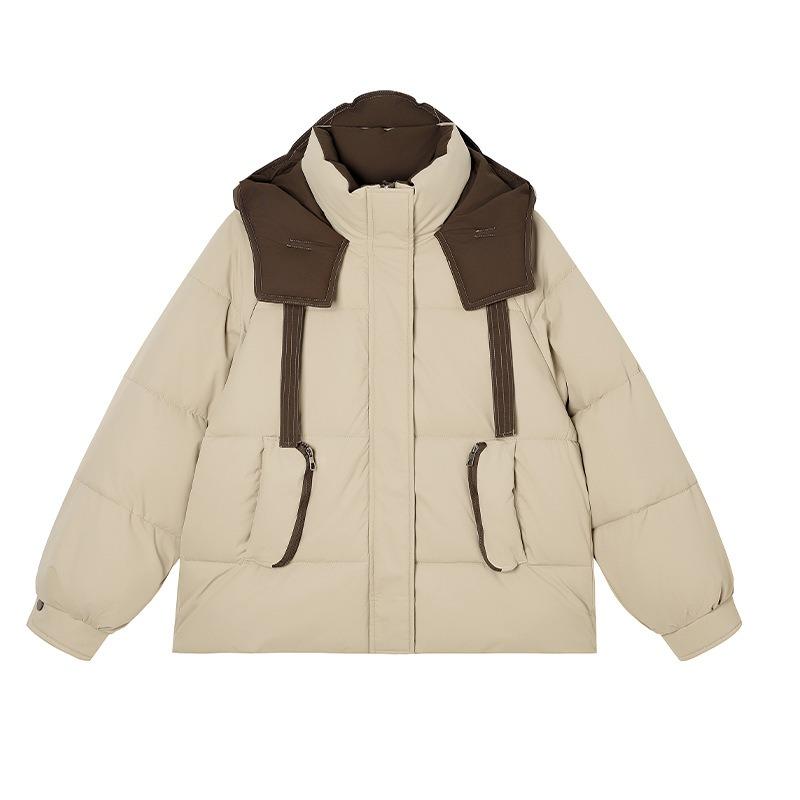 Fashion cotton clothes women's winter thickened color matching hooded bread clothes warm cotton-padded jacket