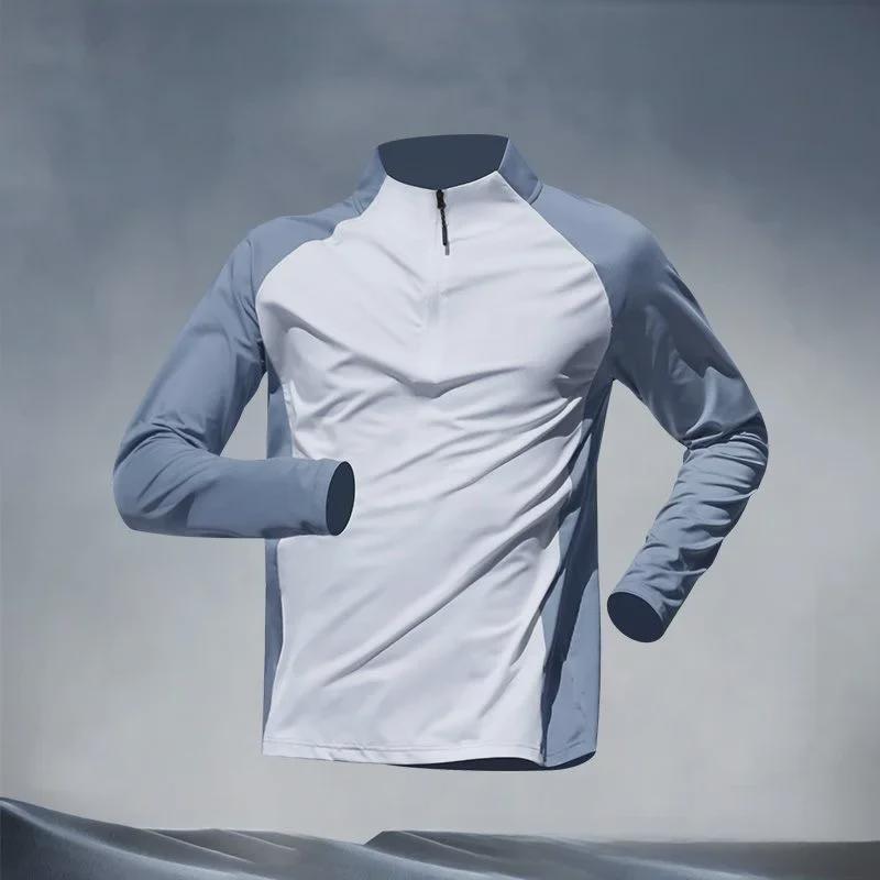 Schnelltrocknender Trainingsanzug mit halbem Reißverschluss für Herren: Langarmshirts & Hosen für Laufen & Fitness