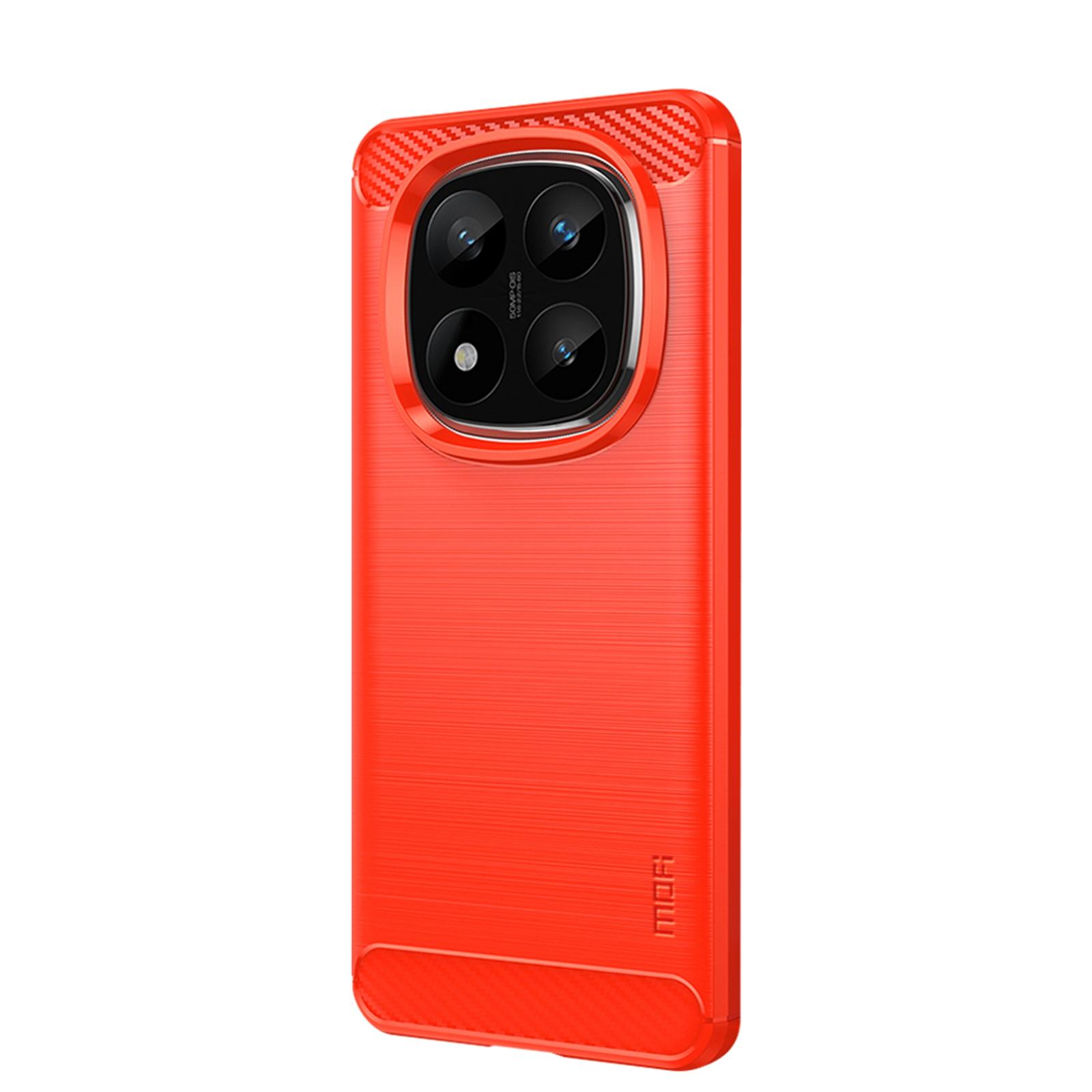 

For Xiaomi Redmi Note 14 Pro+ 5G Case MOFI JK TPU Series-1 Carbon Fiber Texture TPU Soft Phone Cover Red