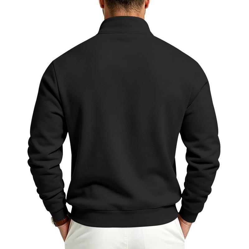 Men's Half-Zip Stand Collar Fleece Lined Sweatshirt.