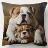1pc Pillowcase, English Bulldog Theme, Soft And Smooth Polyester Short Plush Fabric, Single-Sided Printed Pattern, 45Cm X 45Cm X 18In X 18In, with Zip