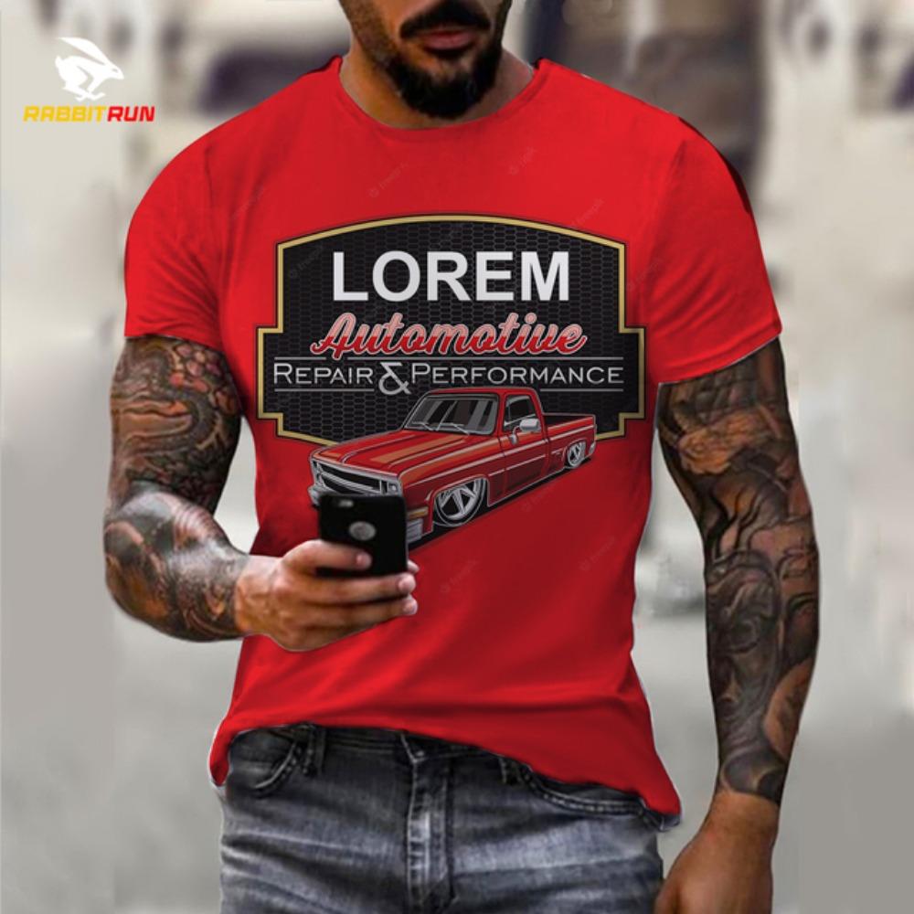 Summer Men's T-shirt Car Pattern 3D Printed Round Neck Fashion Casual Trend Short-sleeved Top Men's T-shirt Hot on the Street