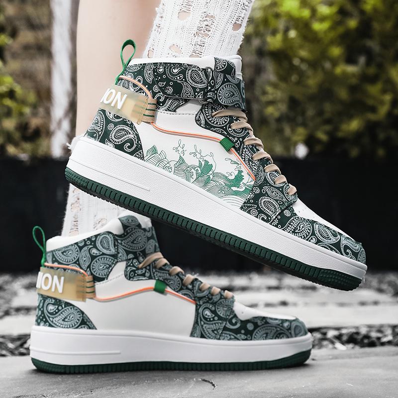 Scarpe Sportive Stampate da Uomo Stile Street da Donna Unisex Scarpe Sneakers da Corsa Studenti Scarpe Oversize per Coppia High Top