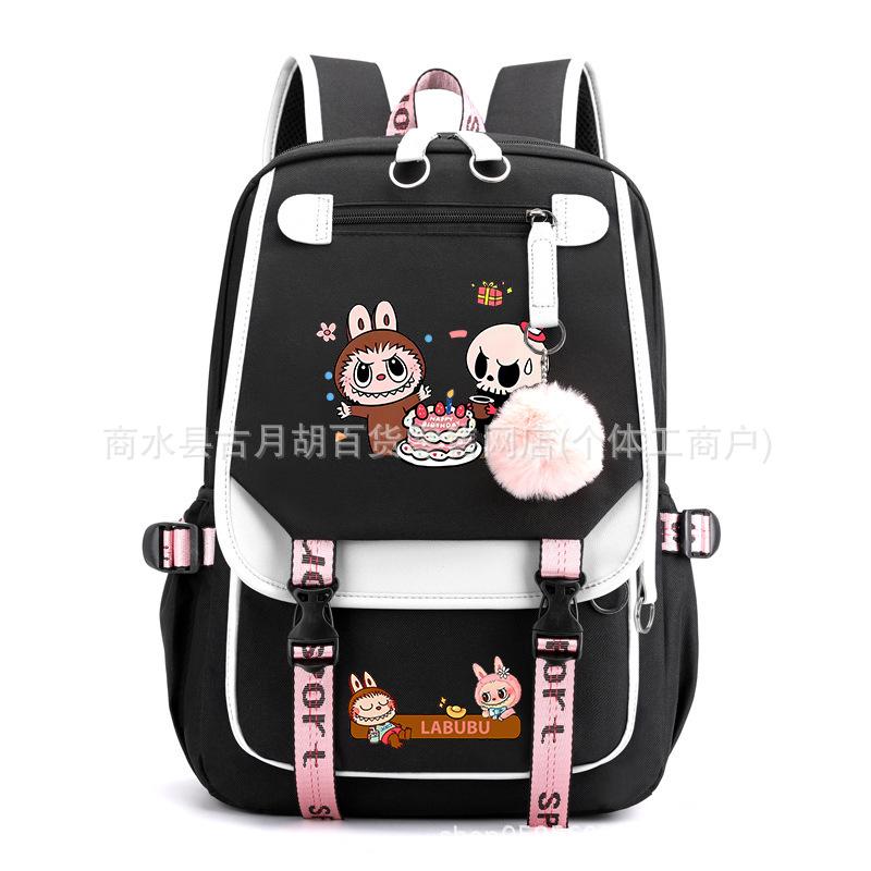 School Bag Printed Backpack USB Port Anime Cartoon Student Large Capacity Canvas Bag