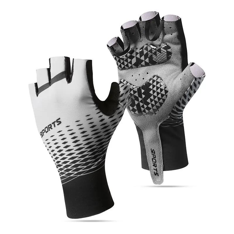 Men’s Spring/summer Ice Silk Glovesnon-slip, Breathable, And Sun Protection For Driving,fishing,cycling,and Hiking (half Finger) XL
