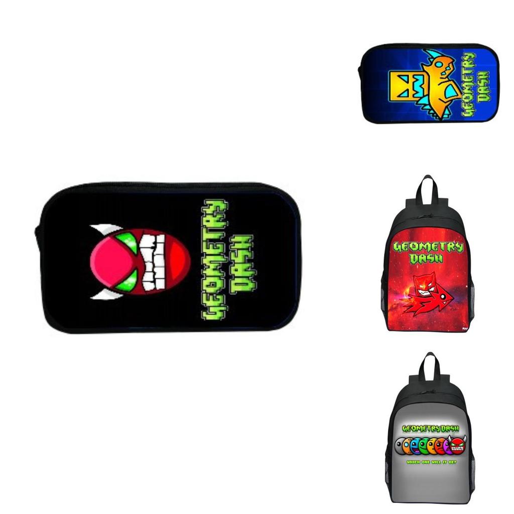 16-inch Children's Backpack Set Geometric Dash Durable Shockproof And Lightweight