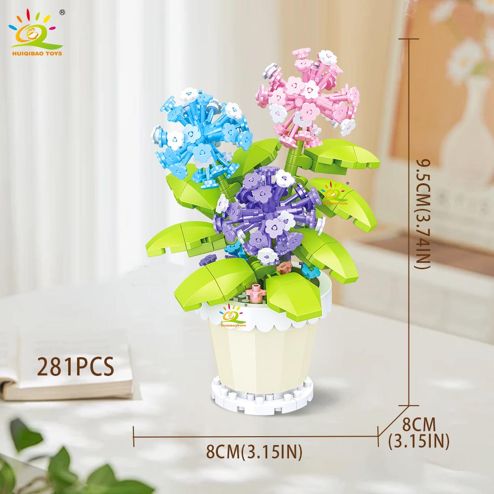 Non-Toxic Moc Eternal Flower With Pot Micro Building Block Diy Sunflower Rose Bouquet Mini Model Brick Toy Home Desk Decoration