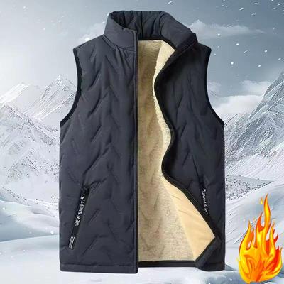 Lammfleeceweste Herren Herbst und Winter Plus Samt Dicke Jacke zum Warmhalten Jugend Schwarz Lockere Weste Oberbekleidung